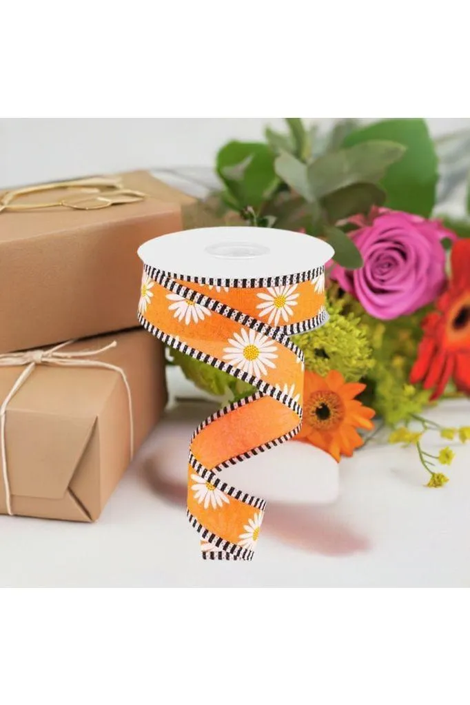 1.5" Daisy Stripe Royal Ribbon: New Orange (10 Yards)