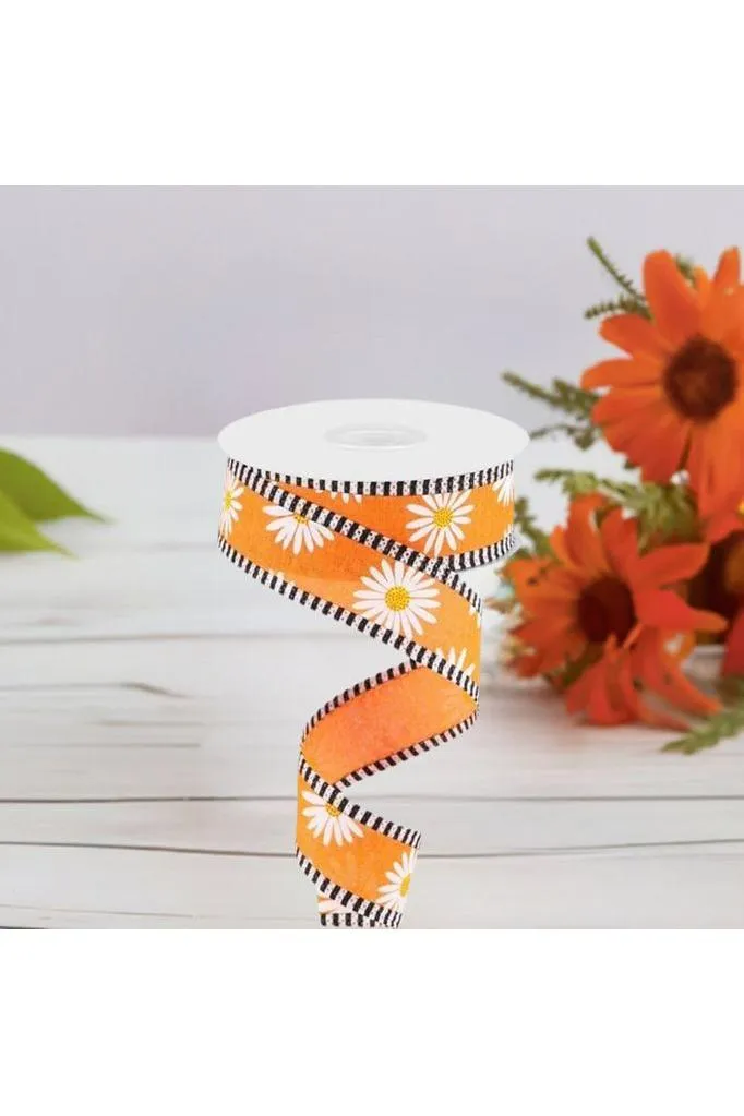 1.5" Daisy Stripe Royal Ribbon: New Orange (10 Yards)