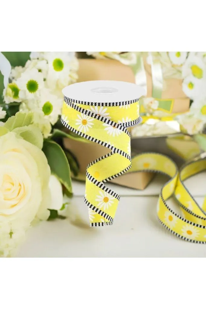 1.5" Daisy Stripe Royal Ribbon: Yellow (10 Yards)