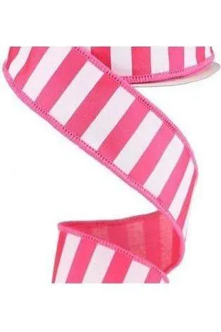 1.5" Horizontal Pink & White Stripe Ribbon (10 Yards)