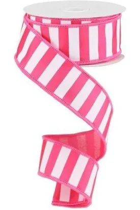 1.5" Horizontal Pink & White Stripe Ribbon (10 Yards)