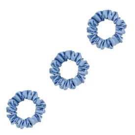 3 Pack Premium Mulberry Silk Scrunchies - Sky Blue- Small