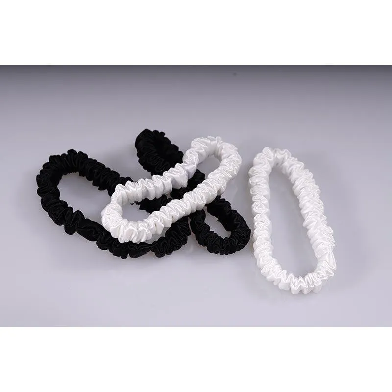 4 Pack Skinny Silk Scrunchies - Black & White - dropshipping