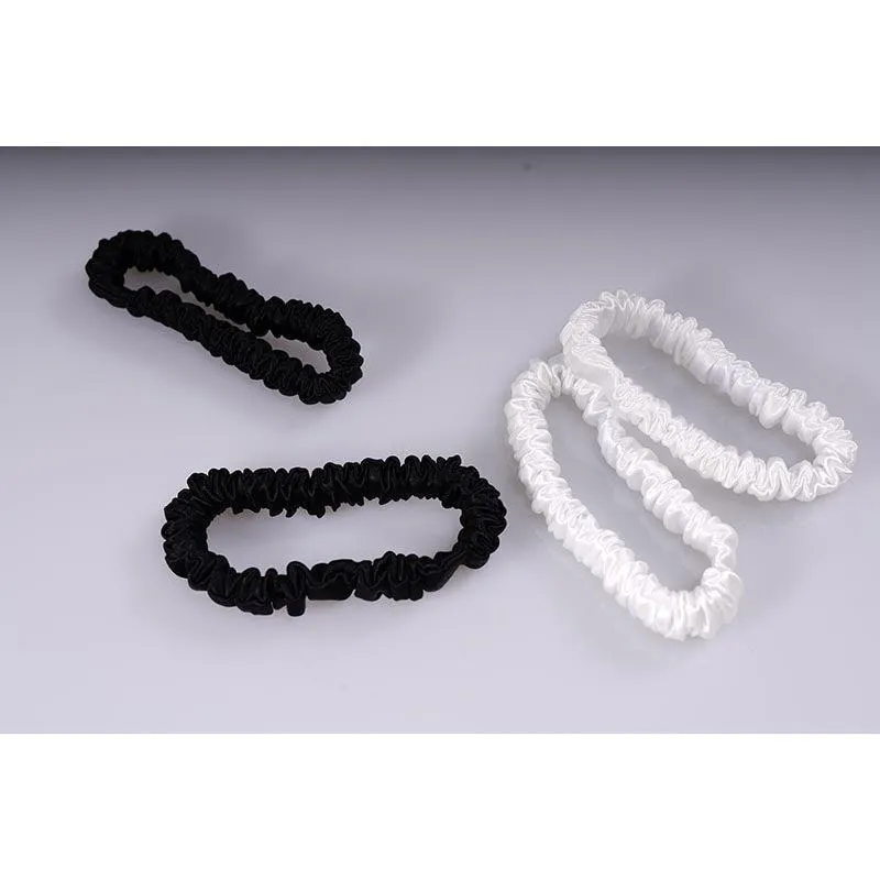 4 Pack Skinny Silk Scrunchies - Black & White - dropshipping