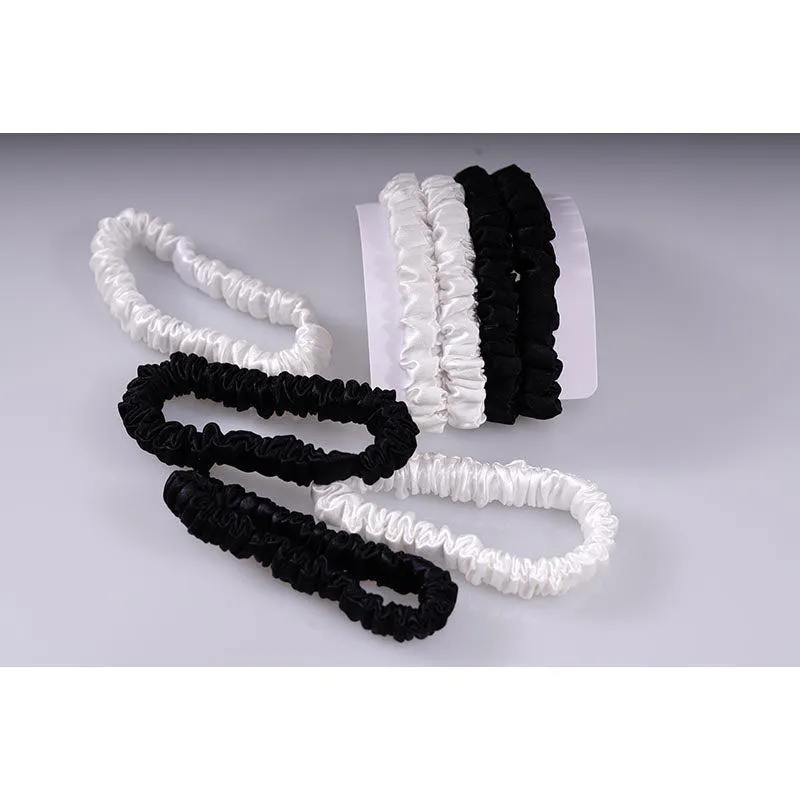 4 Pack Skinny Silk Scrunchies - Black & White - dropshipping