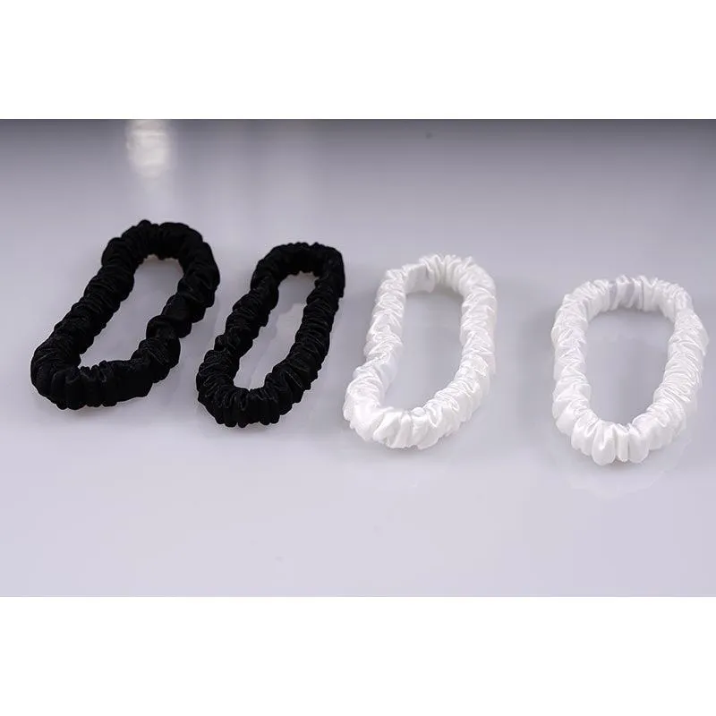 4 Pack Skinny Silk Scrunchies - Black & White - dropshipping