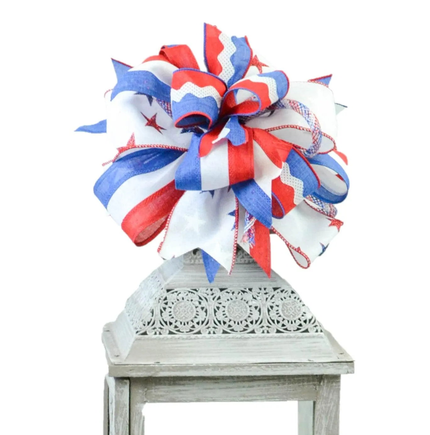 4th of July Large Wreath Bow, Red White Blue