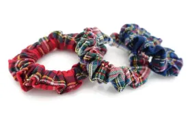 A Pack of 3 Tartan Check Mini Hair Bobble Elastic Scrunchies Korean Hair Accessory