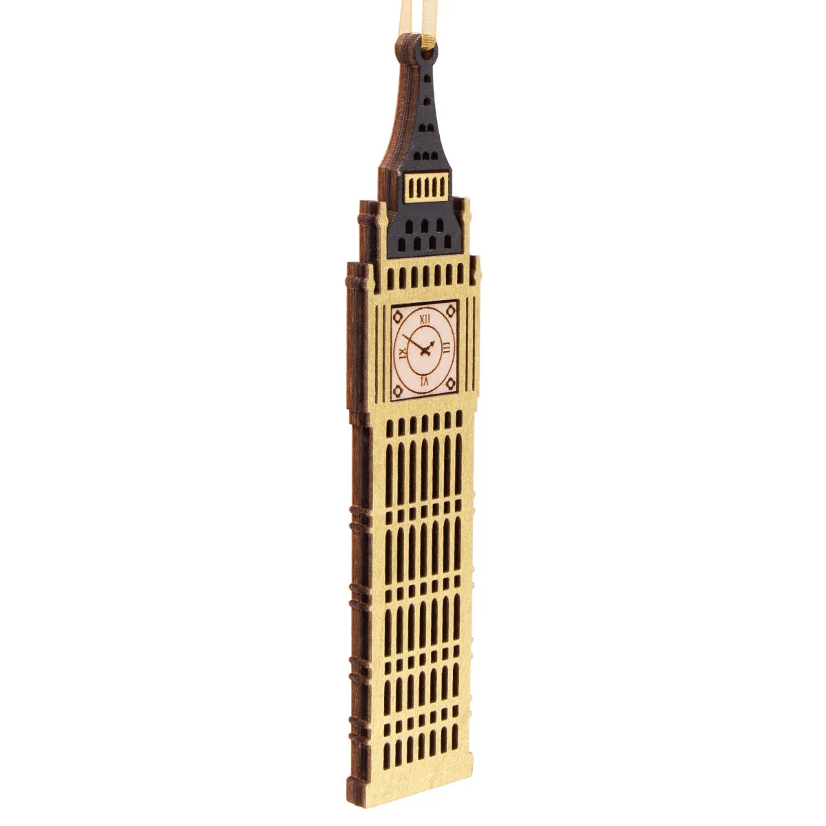 Artcuts Gold Big Ben Hanging Wooden Decoration