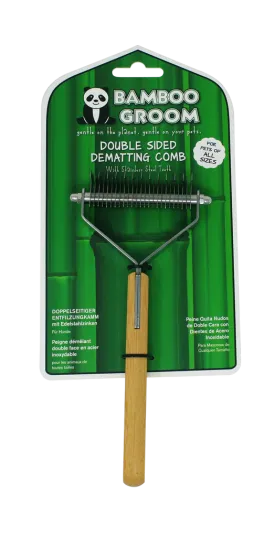 Bamboo Groom Double Sided Dematting Comb with Stainless Steel Teeth