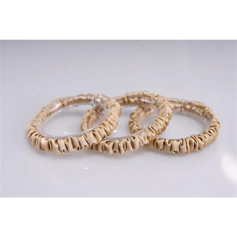 Beige silk scrunchies mini