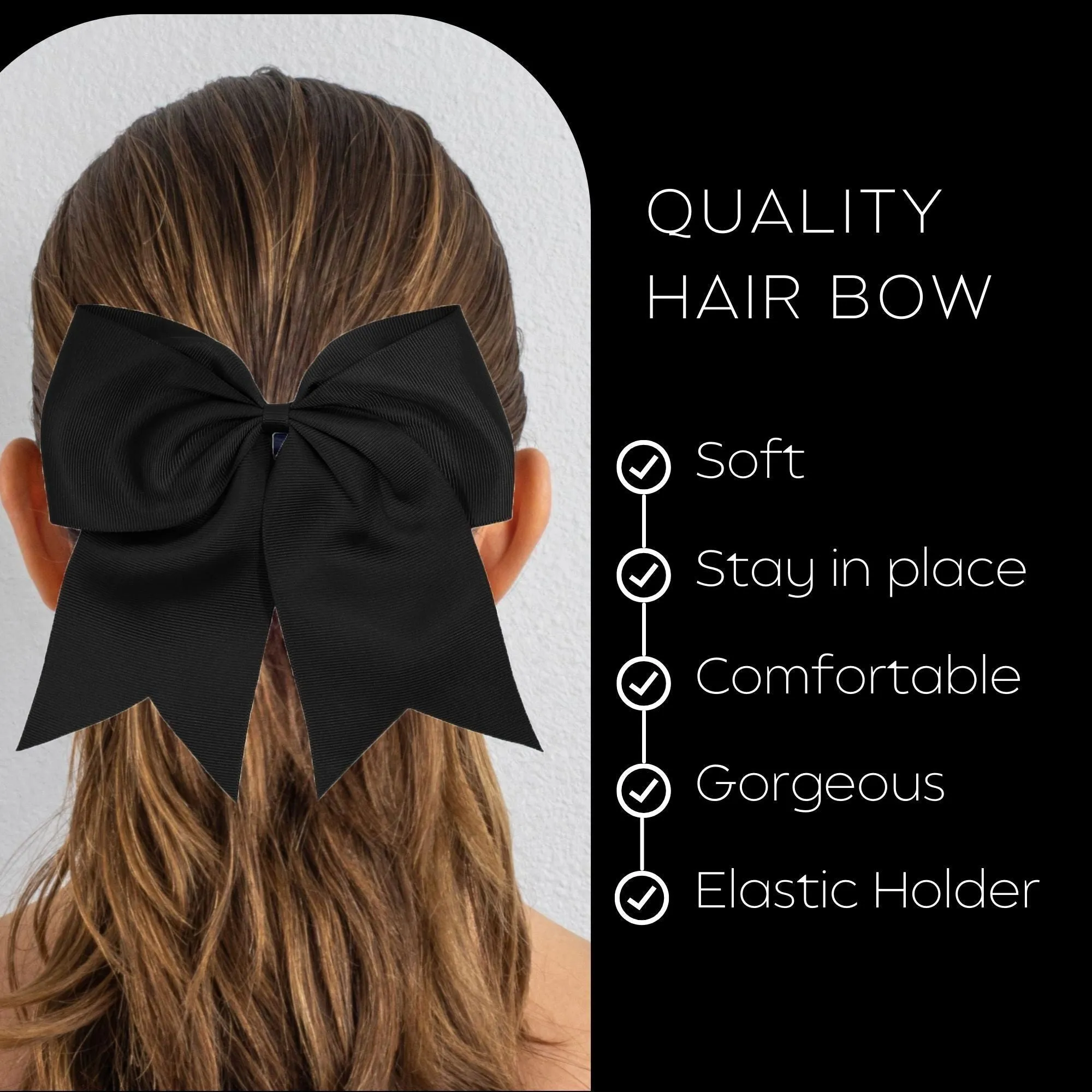 Black Clip Hair Bows - 10 Pack