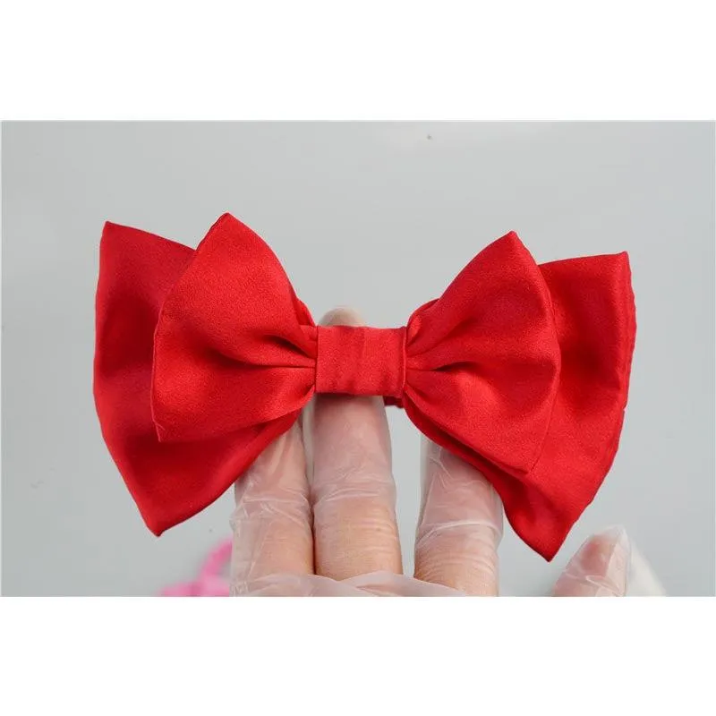 Bow Silk Scrunchies Pomegranate red