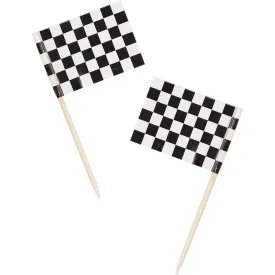 Bulk Pack of 100 Race Picks, Flag 2 1/2" Black & White Check