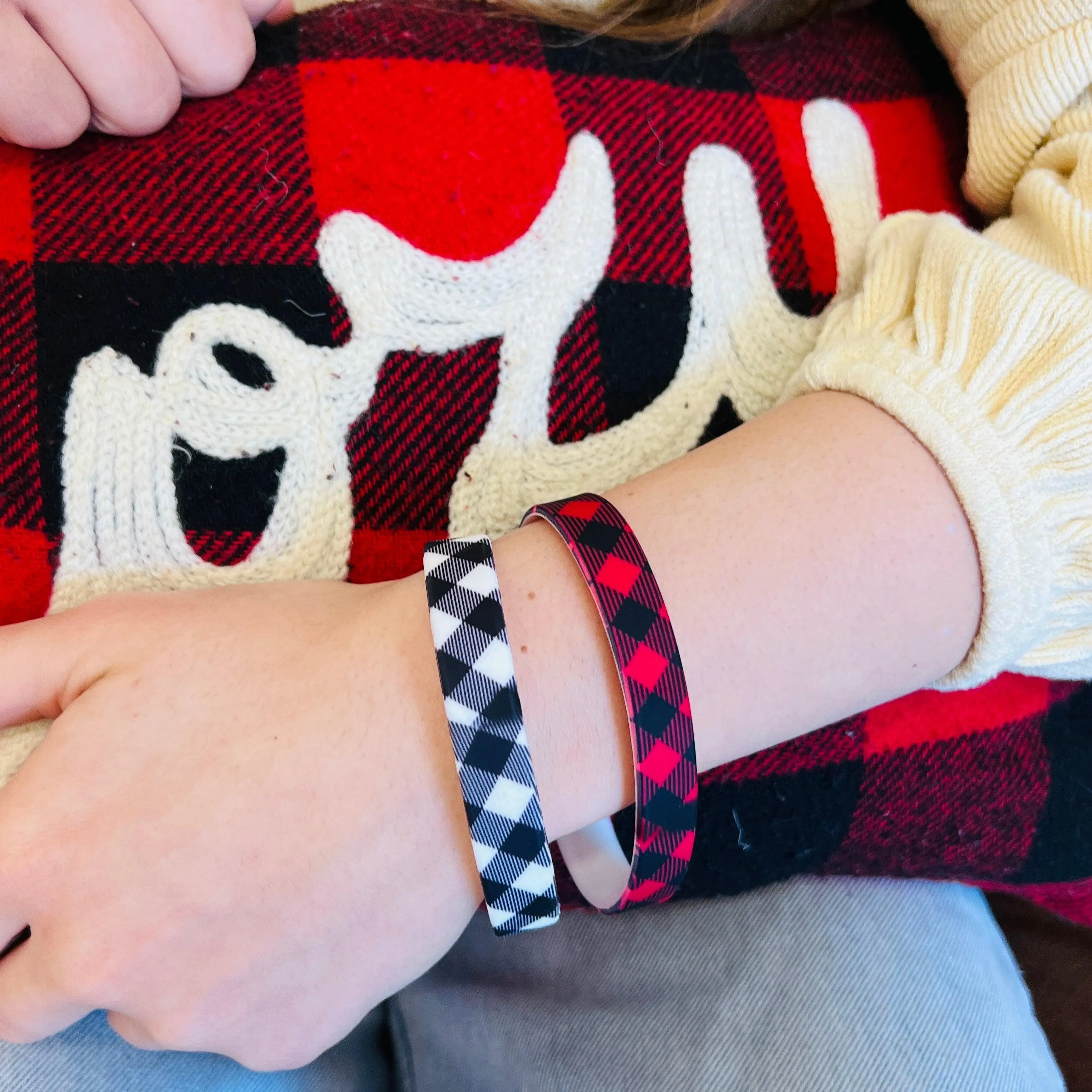 Bull Plaid Silicone Bracelet Stack Two Colors Available