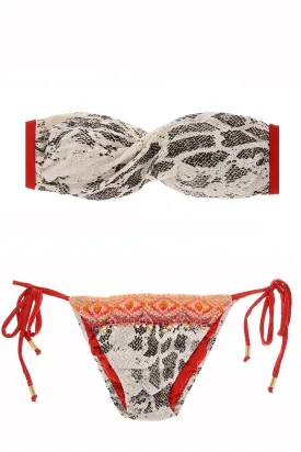 CECILIA PRADO ROSALIA Snake Print Bandeau Bikini