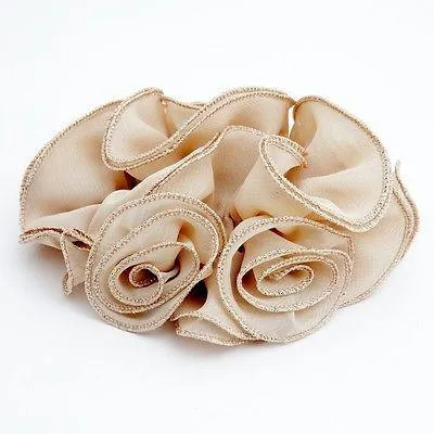 Chiffon Flower Glittering Fiber Edge Trim  Elastic Ponytail Holder Scrunchies