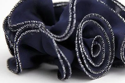 Chiffon Flower Glittering Fiber Edge Trim  Elastic Ponytail Holder Scrunchies