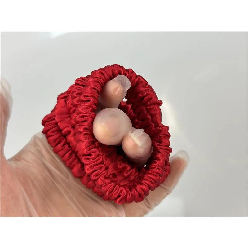 China Red silk scrunchies mini