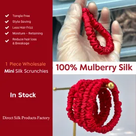 China Red silk scrunchies mini