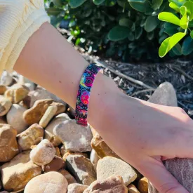 Colorful Black Paisley Silicone Bracelet Stack