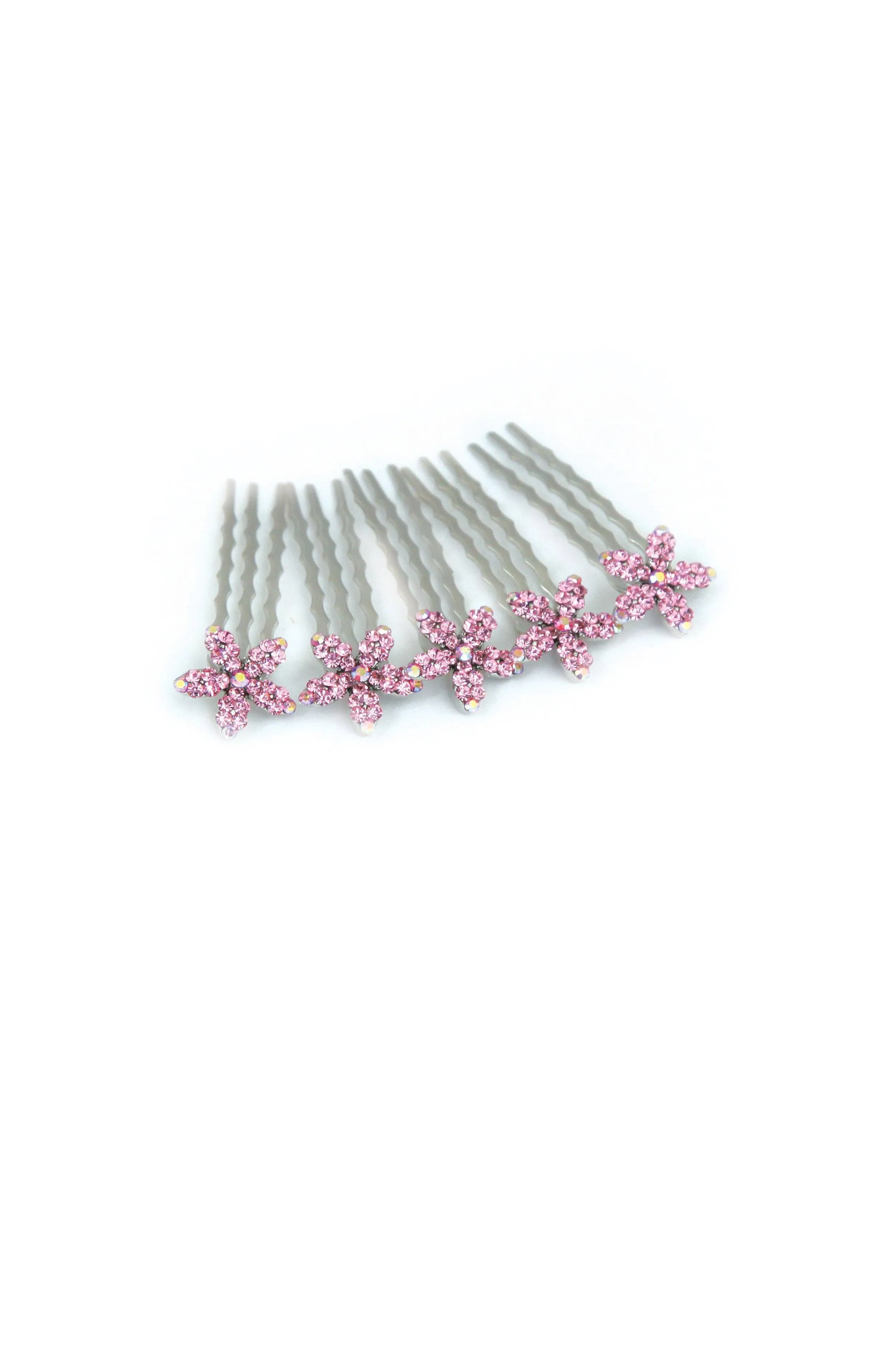 Crystal Flower Mini Hair Comb (5 piece set)