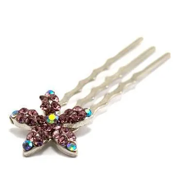 Crystal Flower Mini Hair Comb (5 piece set)