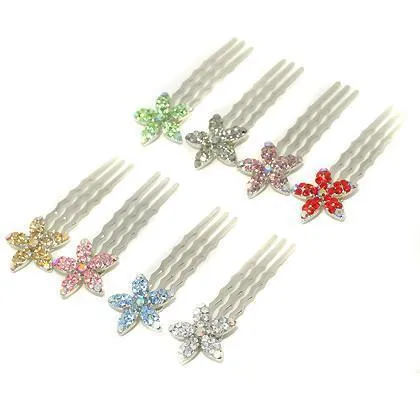 Crystal Flower Mini Hair Comb (5 piece set)