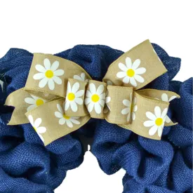 Daisy Burlap Add On Wreath Bow - Wreath Embellishment for Already Made Wreath