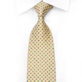 Daks Men's Silk Rhinestone Necktie Trellis On Yellow With Sparkles