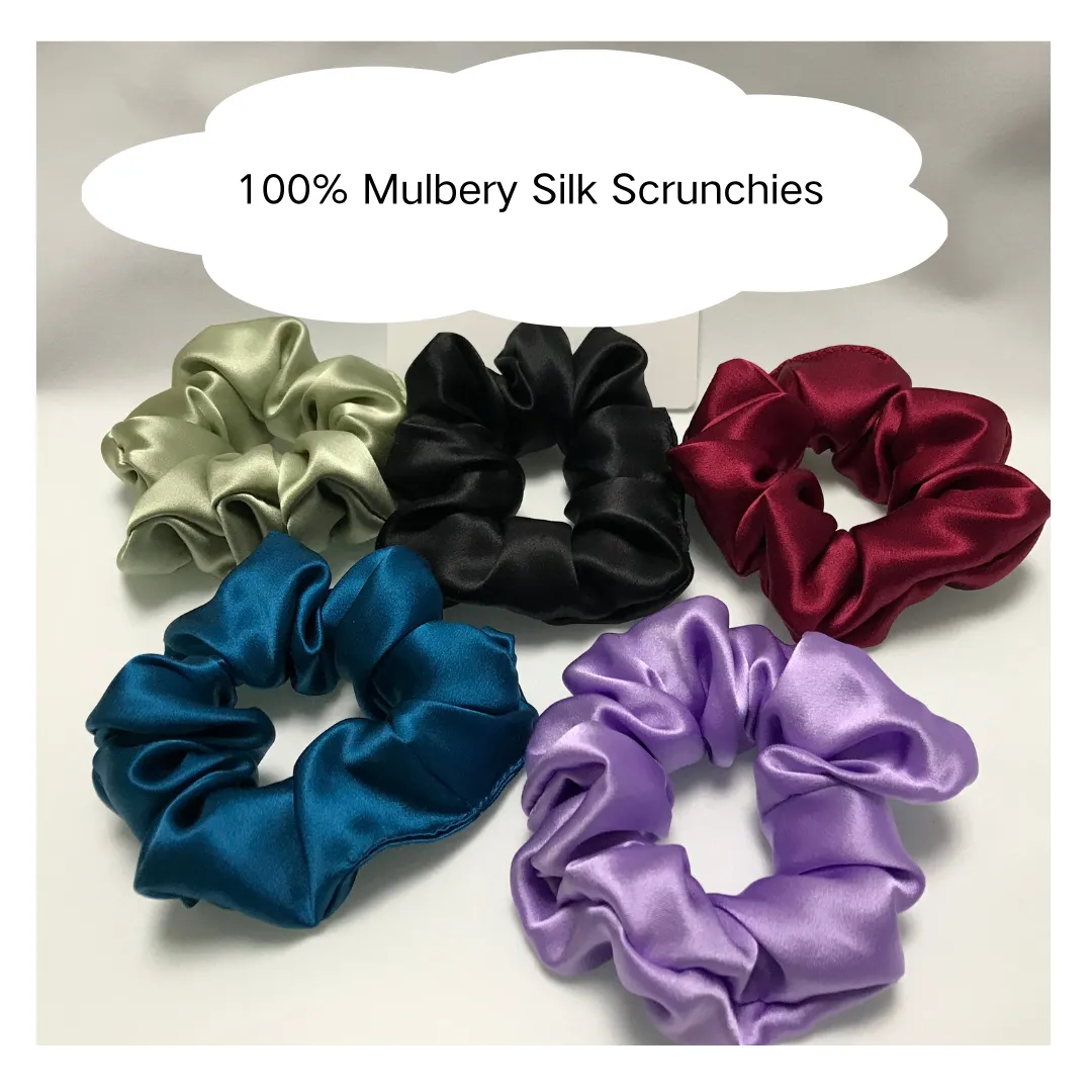 Dark Blue Silk Scrunchies Large