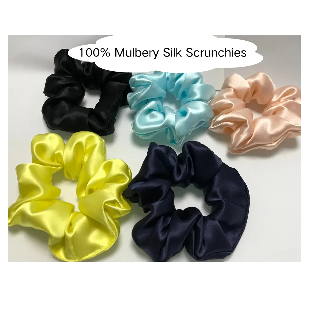 Dark Blue Silk Scrunchies Large