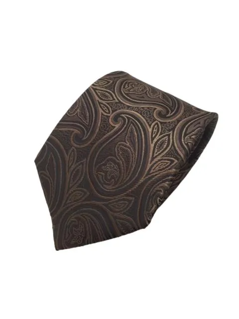 Elegant Brown Paisley Men's XL Tie