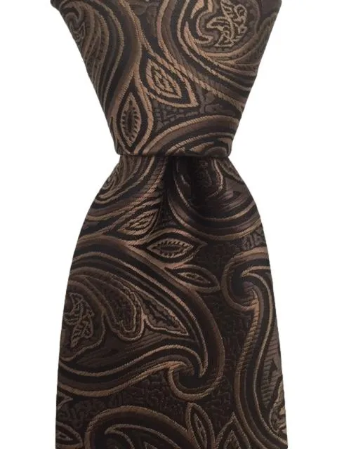 Elegant Brown Paisley Men's XL Tie