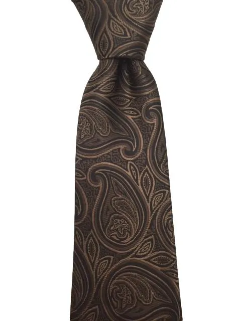 Elegant Brown Paisley Men's XL Tie