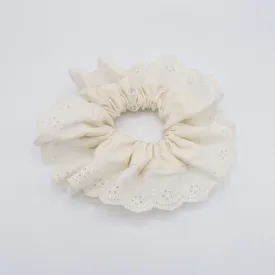 eyelet lace scrunchies, cotton lace scrunchies for women