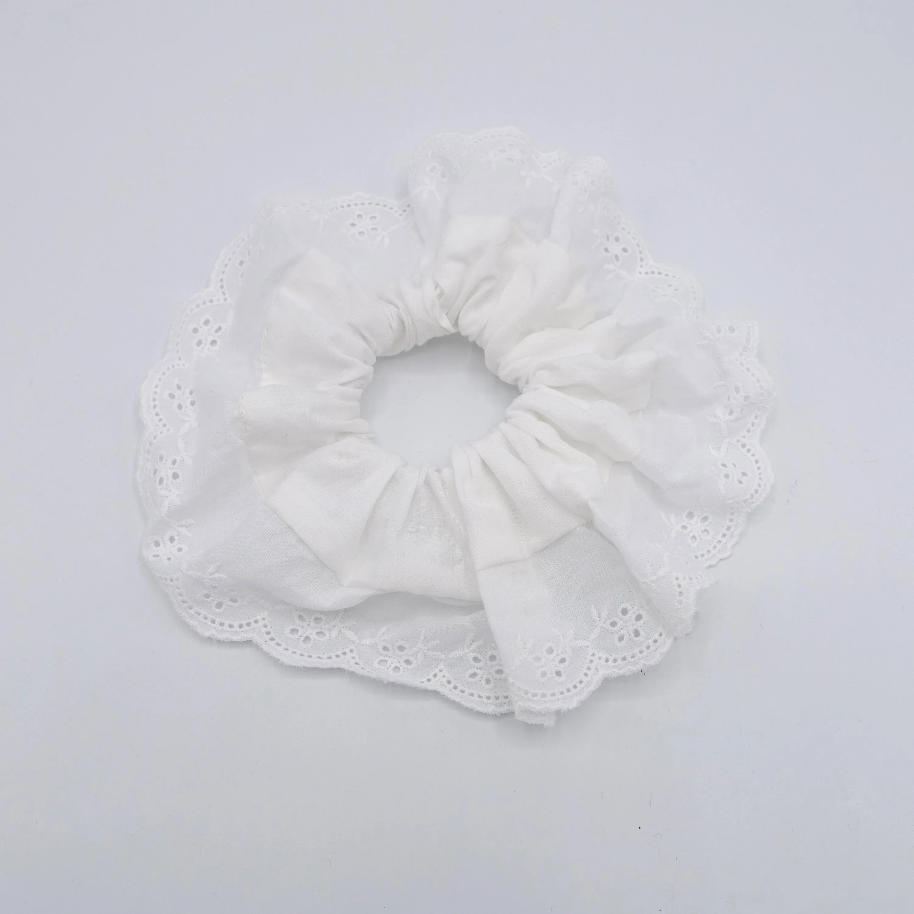 eyelet lace scrunchies, cotton lace scrunchies for women