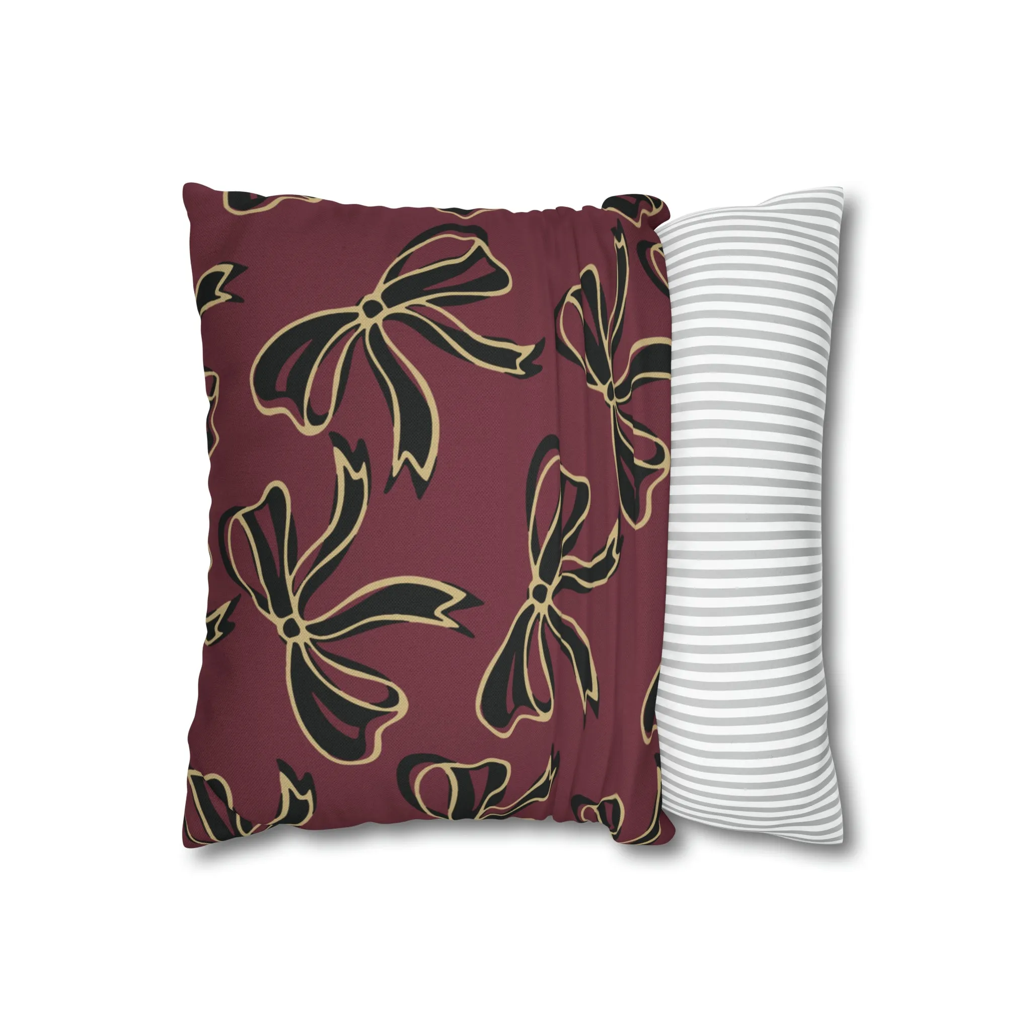 FSU Burgandy Pillow w Bows in Black and Gold