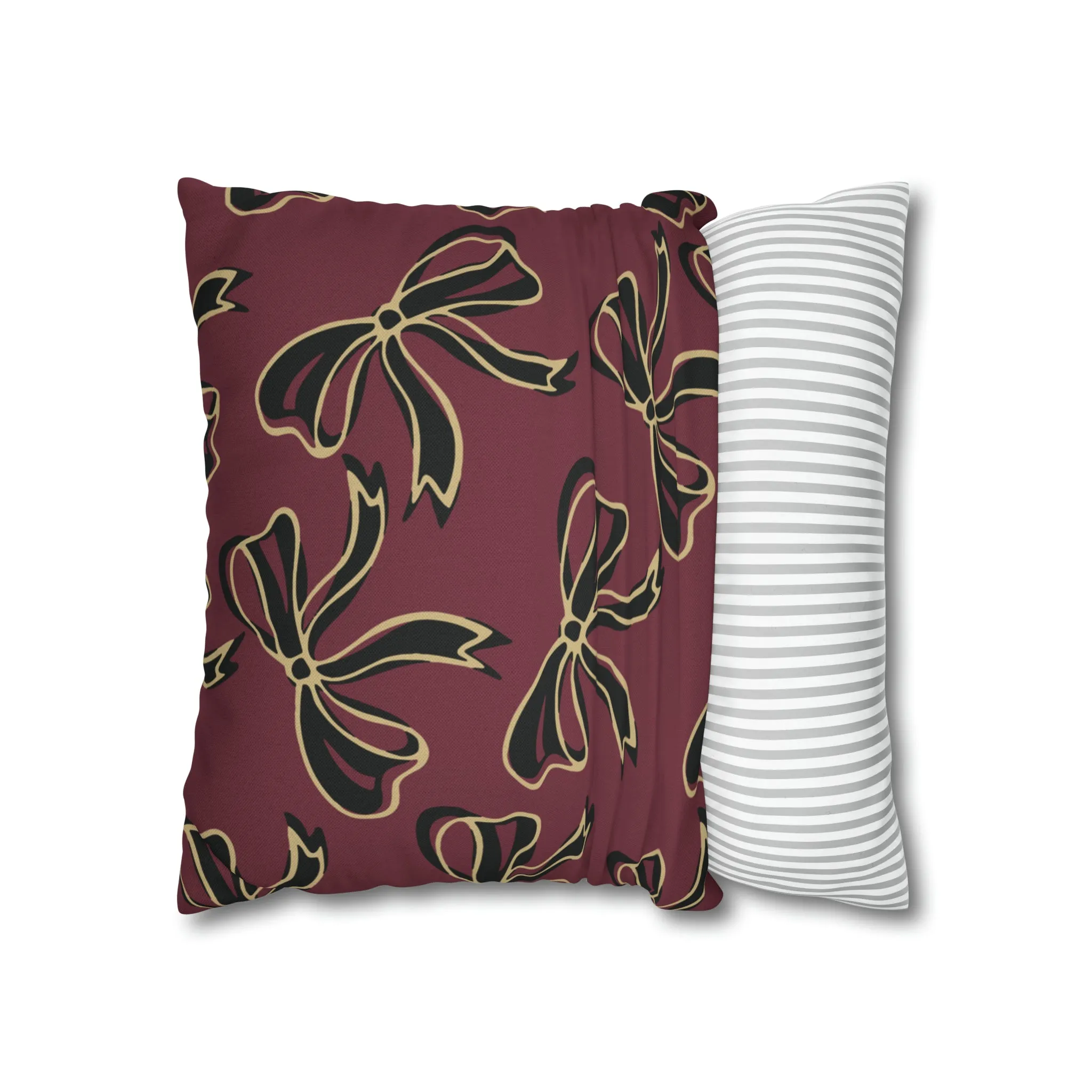 FSU Burgandy Pillow w Bows in Black and Gold