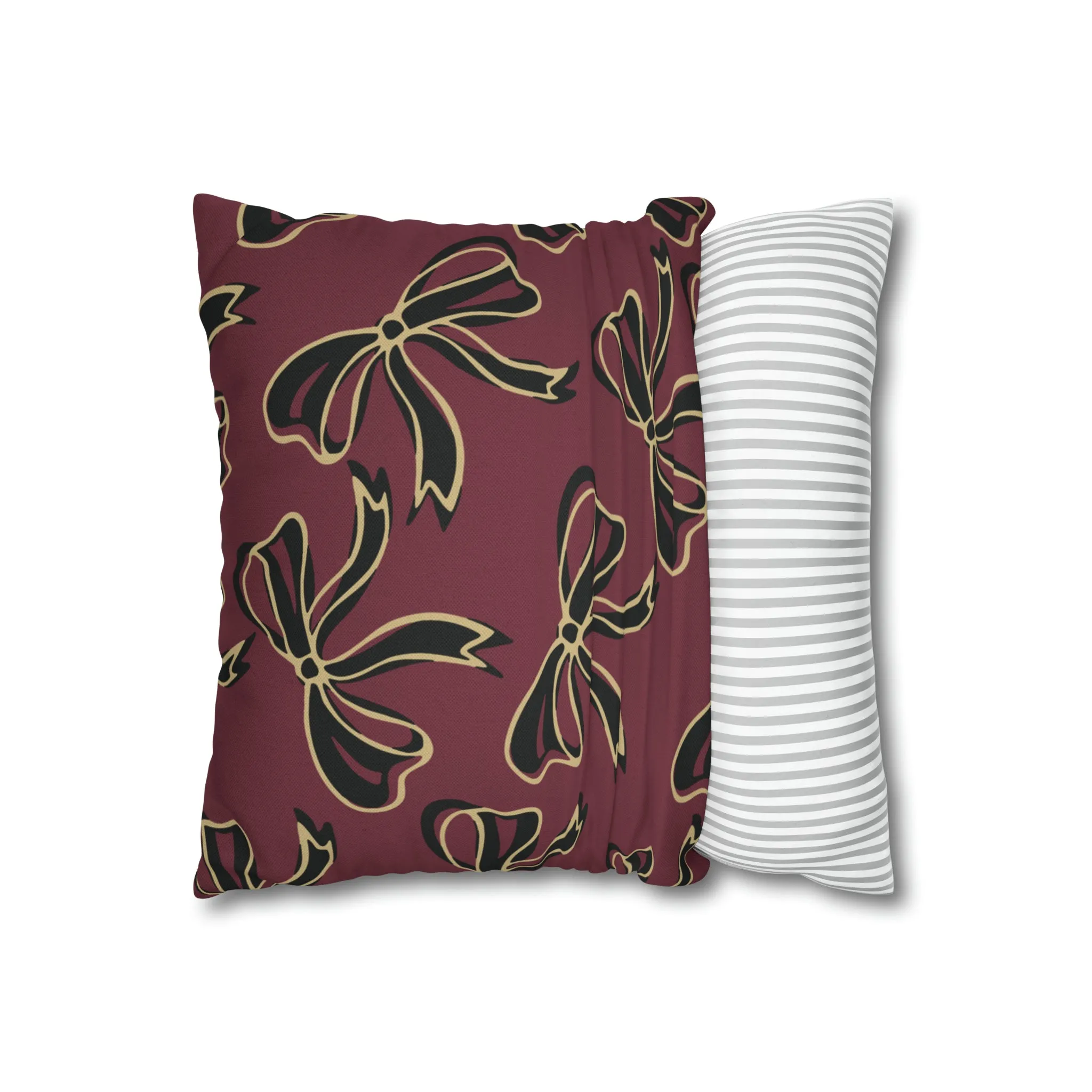 FSU Burgandy Pillow w Bows in Black and Gold