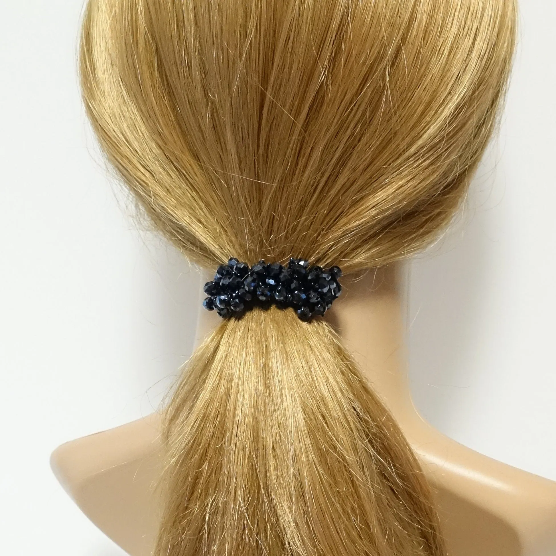 glass beads beaded hair elastic ponytail holder women scrunchies