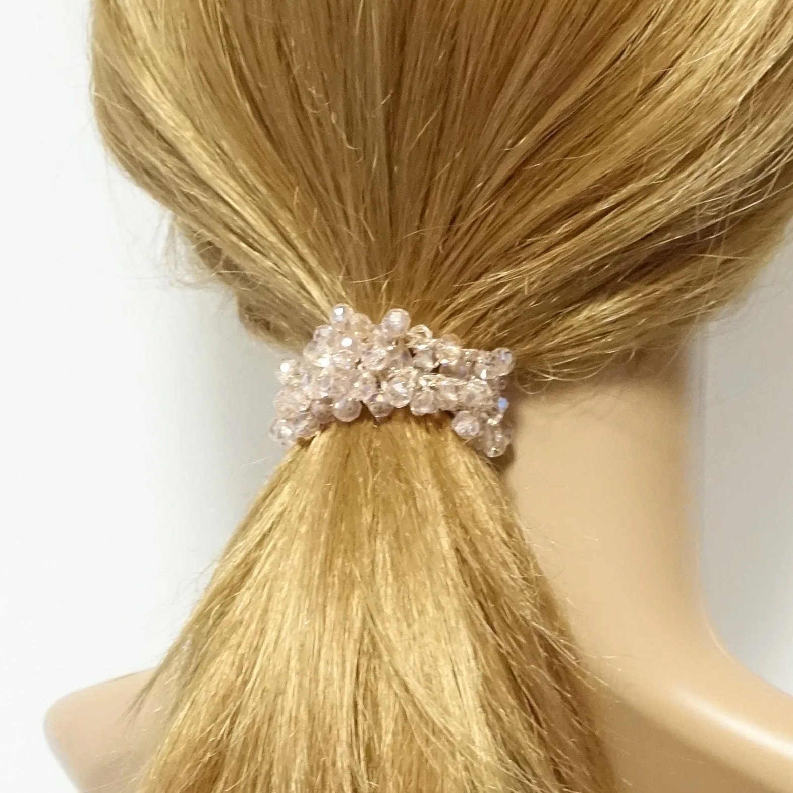 glass beads beaded hair elastic ponytail holder women scrunchies