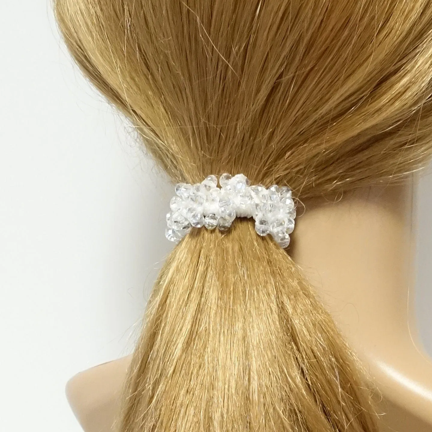 glass beads beaded hair elastic ponytail holder women scrunchies