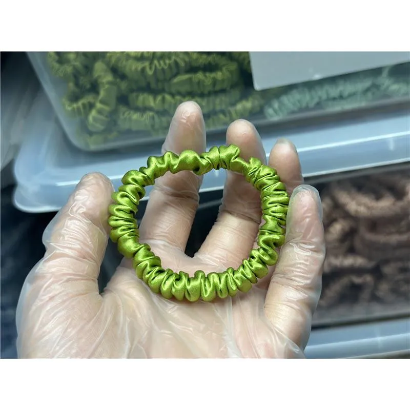 Grass Green silk scrunchies mini