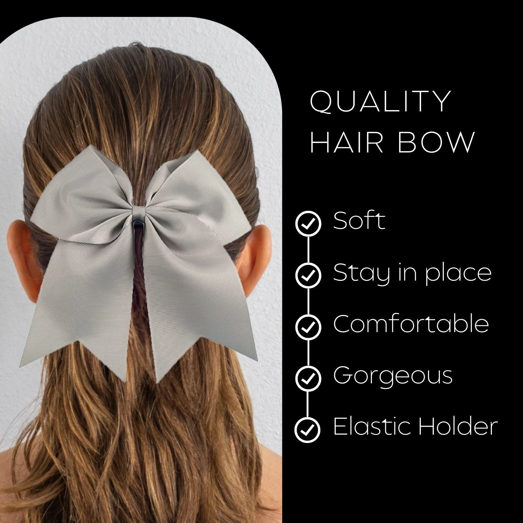 Gray Clip Hair Bow