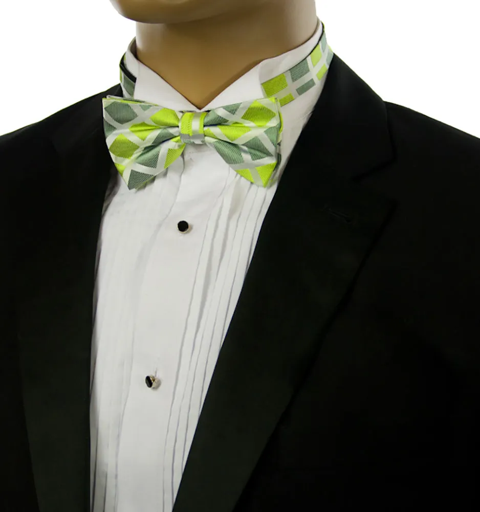 Green Checkered Silk Bow Tie