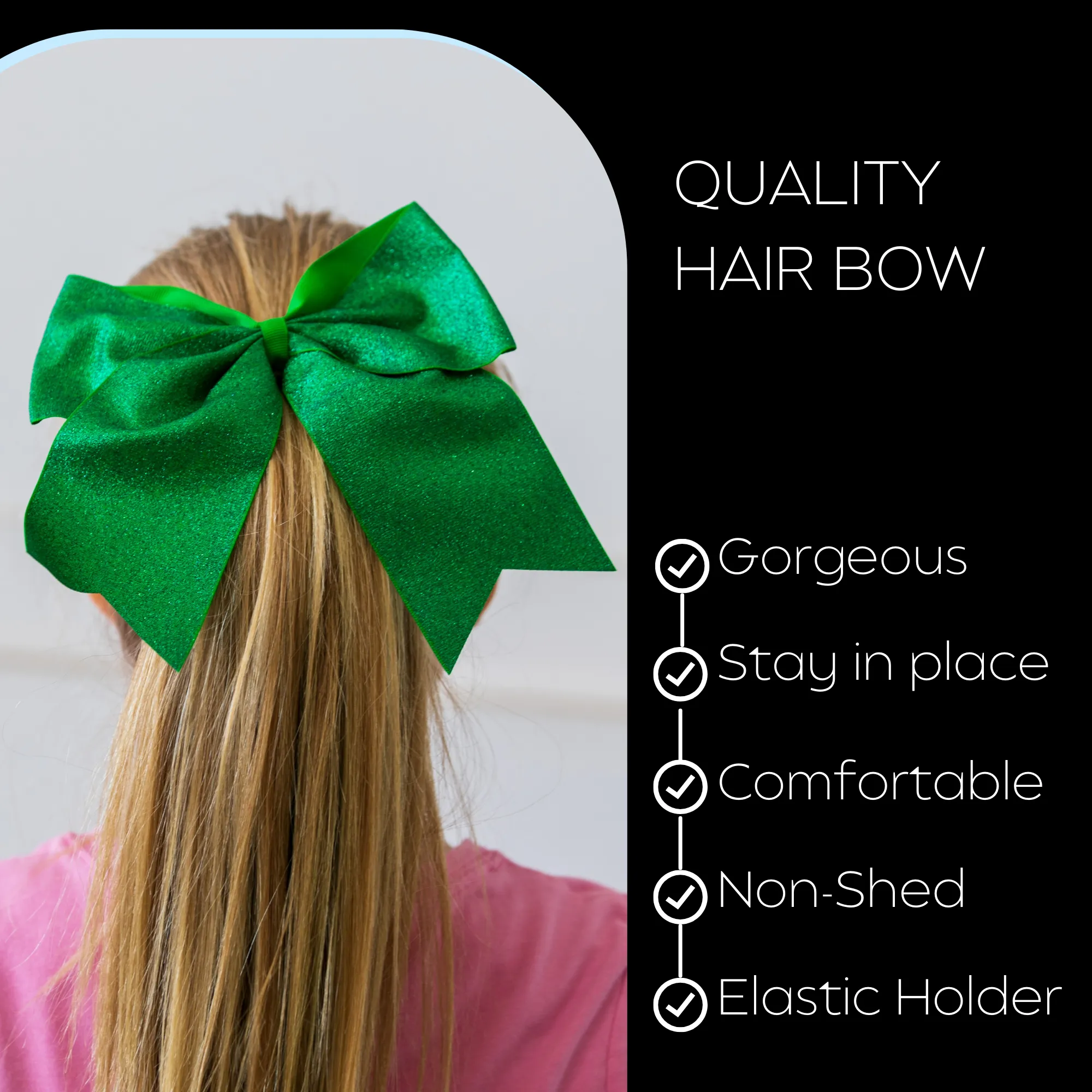 Green Glitter Cheer Bow