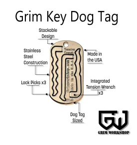 Grim Key Dog Tag: Tactical Lock Pick Set