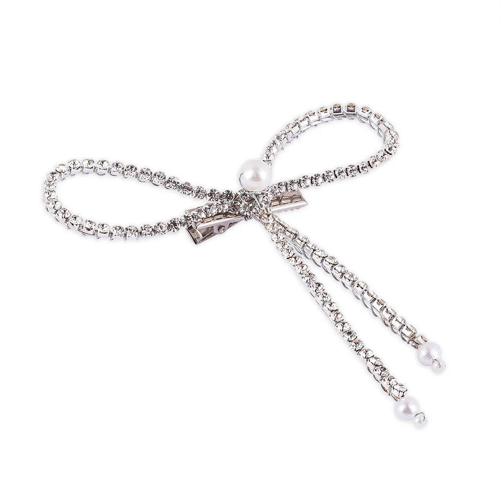 Hair Drama Co Crystal Bow Silver