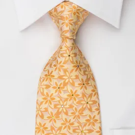 Indian Homme Rhinestone Necktie Floral On Orange With Silver Sparkles